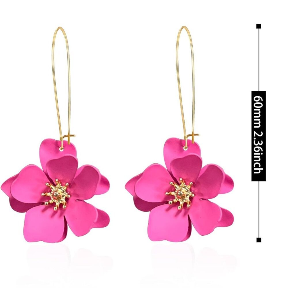 Unique Boho Flower Dangle Earrings Exaggerated La… - image 5